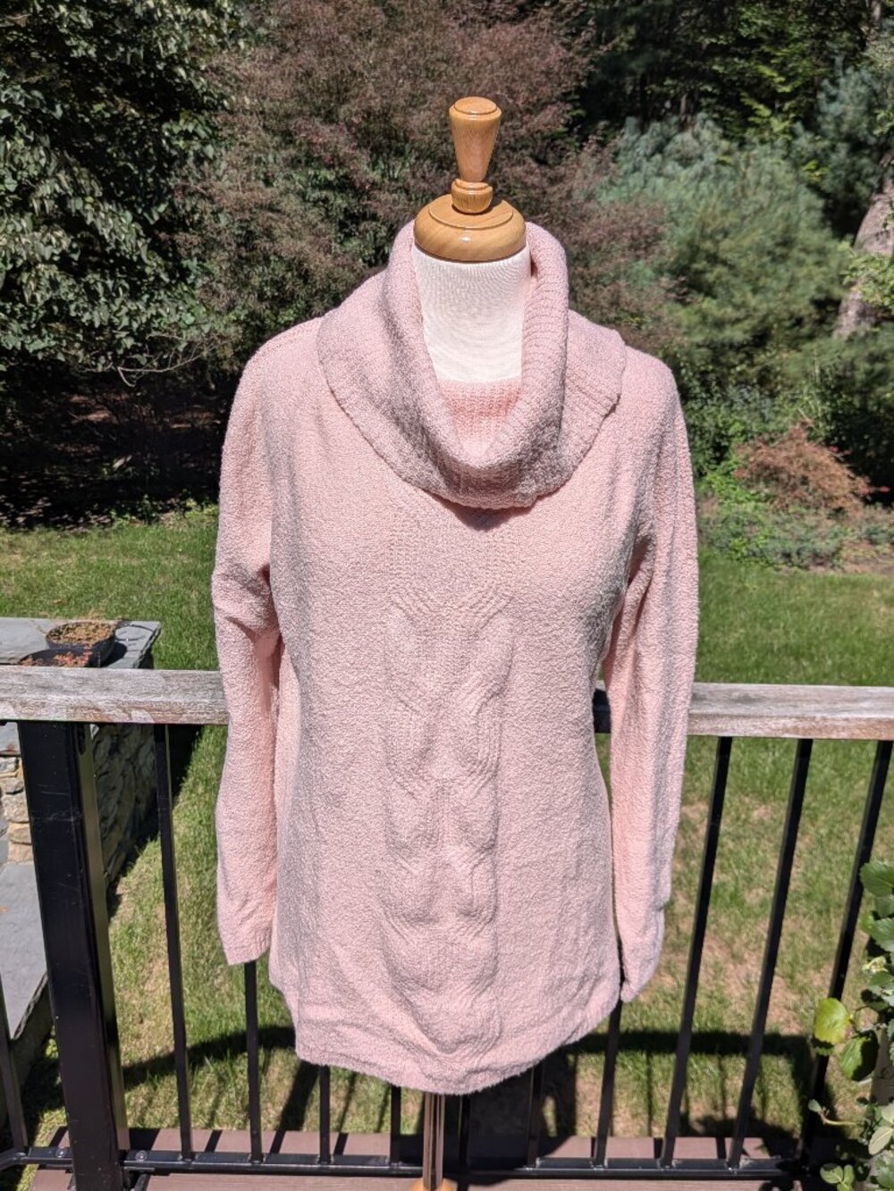 Caslon Pink Cable Knit Cowl Neck Sweater Cozy Pullover Size Medium Nordstrom